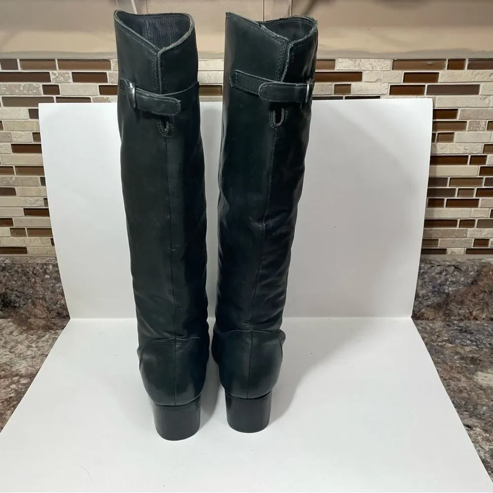 Matisse Black Leather Tall Heeled Riding Boots